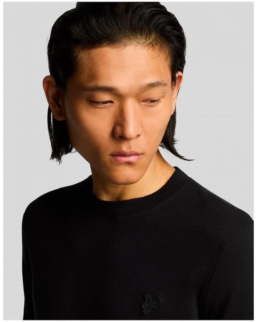 Lyle & Scott Black Lyle & Scott Tonal Superfine Crew Neck Jumper Jet for men
