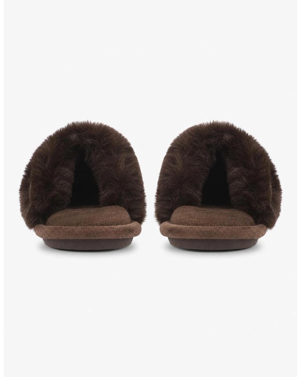 Totes Brown Toasties Cross Fur Slider Mules Chocolate