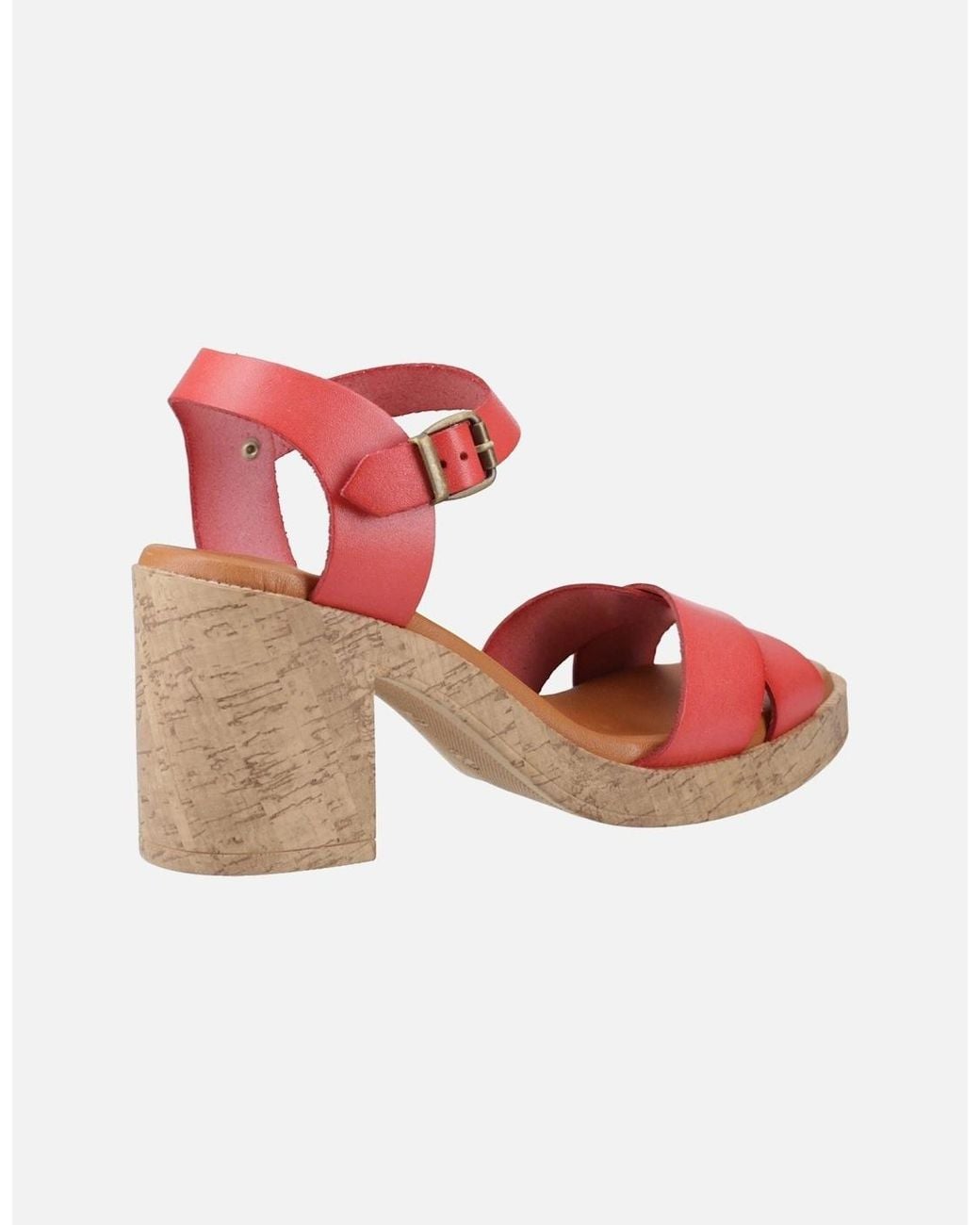 Hush Puppies Pink Georgia Cork Leather Coral Sandals