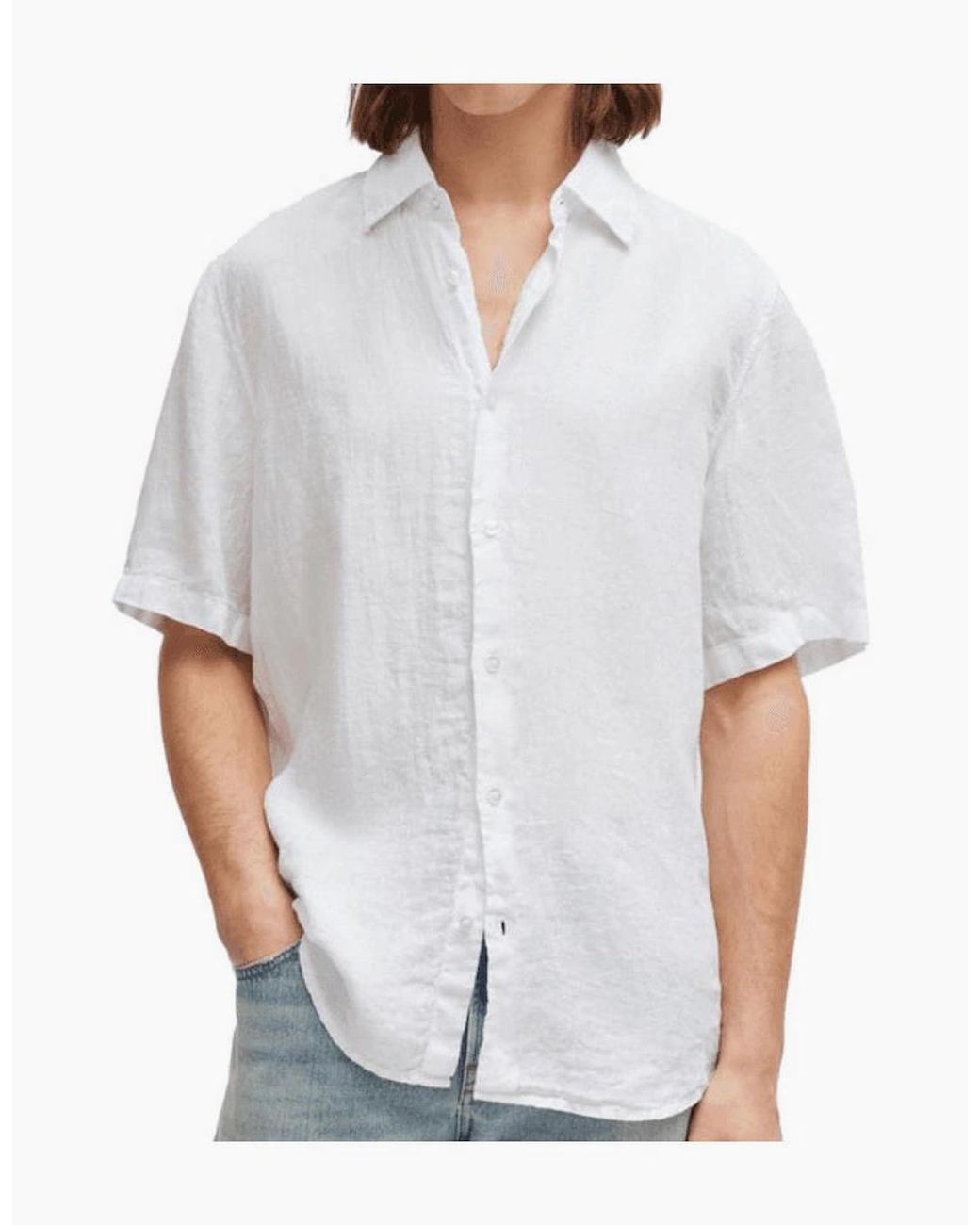 Boss White Rash_2 Regular Fit Linen Shirt for men