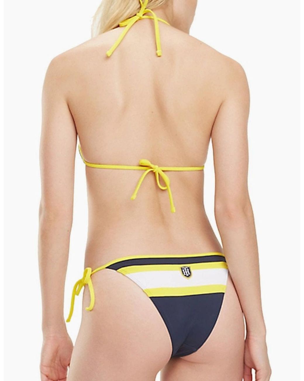 Tommy Hilfiger Yellow Halterneck Triangle Stripe Bikini Top, Blazer