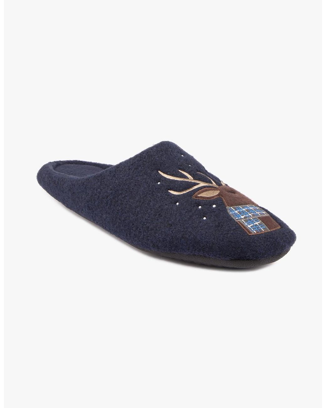 Totes Blue Isotoner Novelty Stag Mule Slippers for men