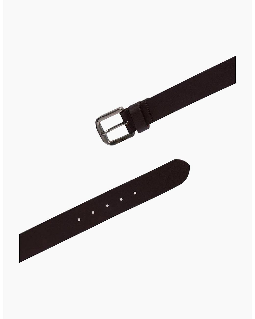 Replay Black Leather Belt for men
