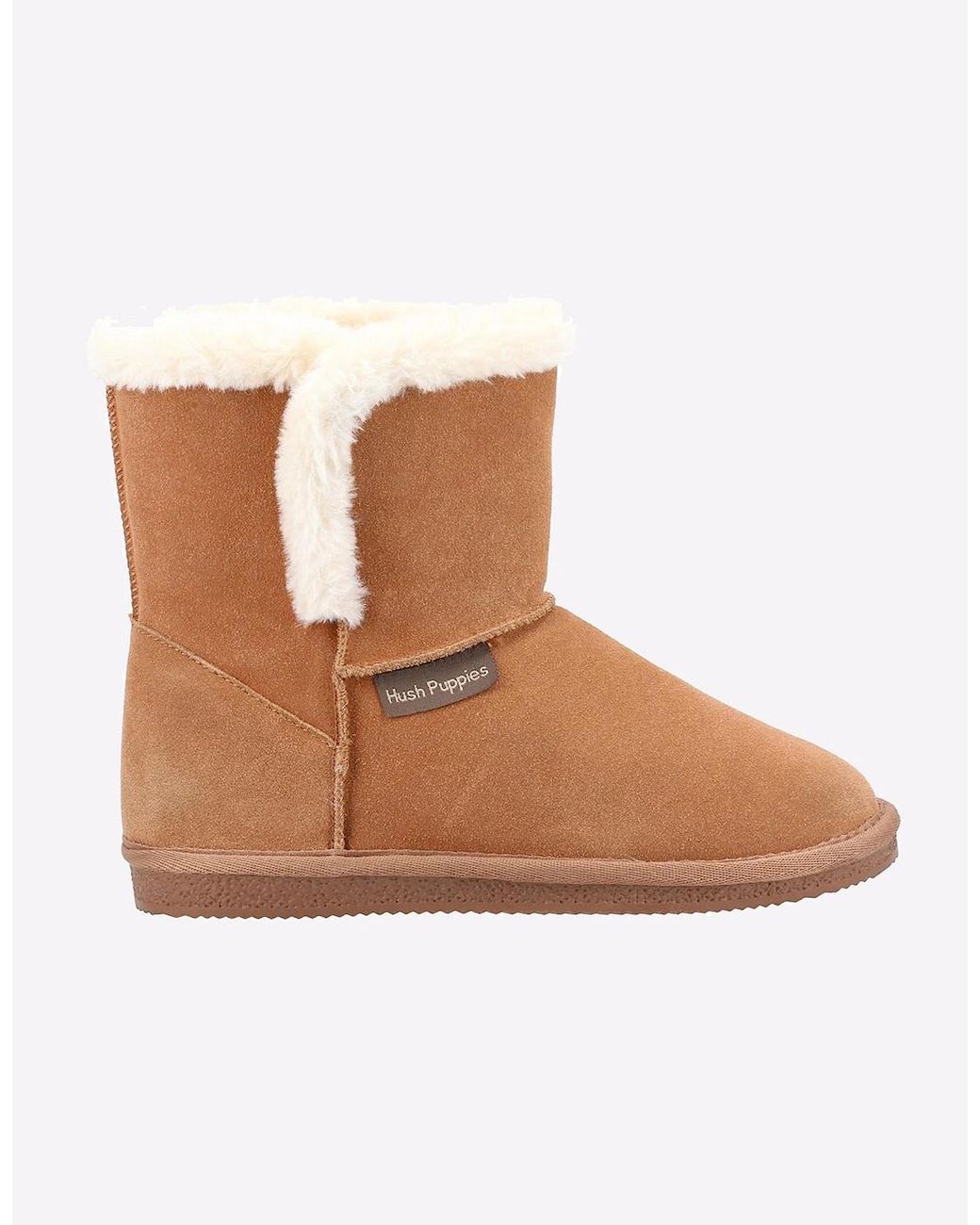 Hush Puppies Brown Ashleigh Memory Foam Slipper Boots Tan