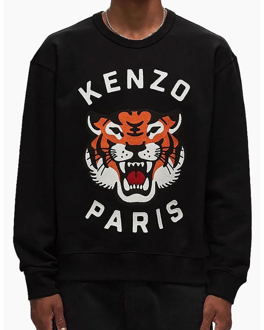 KENZO Black Lucky Tiger Relaxed Sweatshirt for men