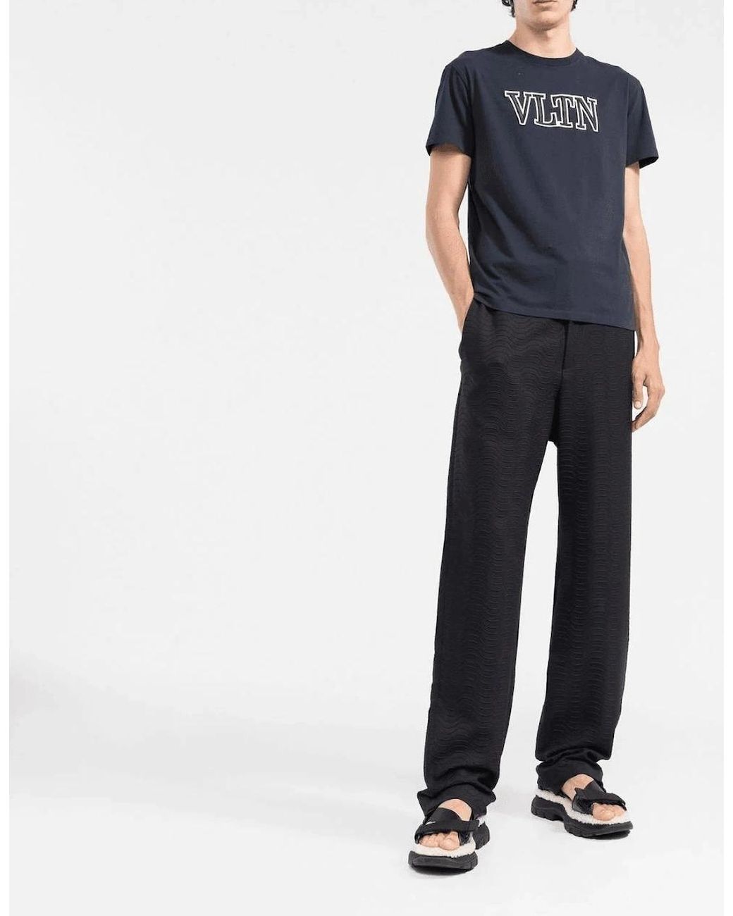 Valentino Blue Vltn Embroidery T-Shirt for men