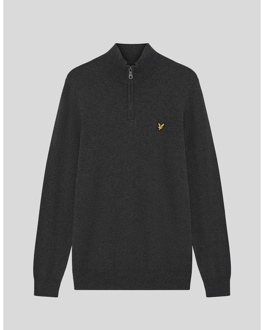 Lyle & Scott Gray Cotton Merino 1/4 Zip Jumper for men