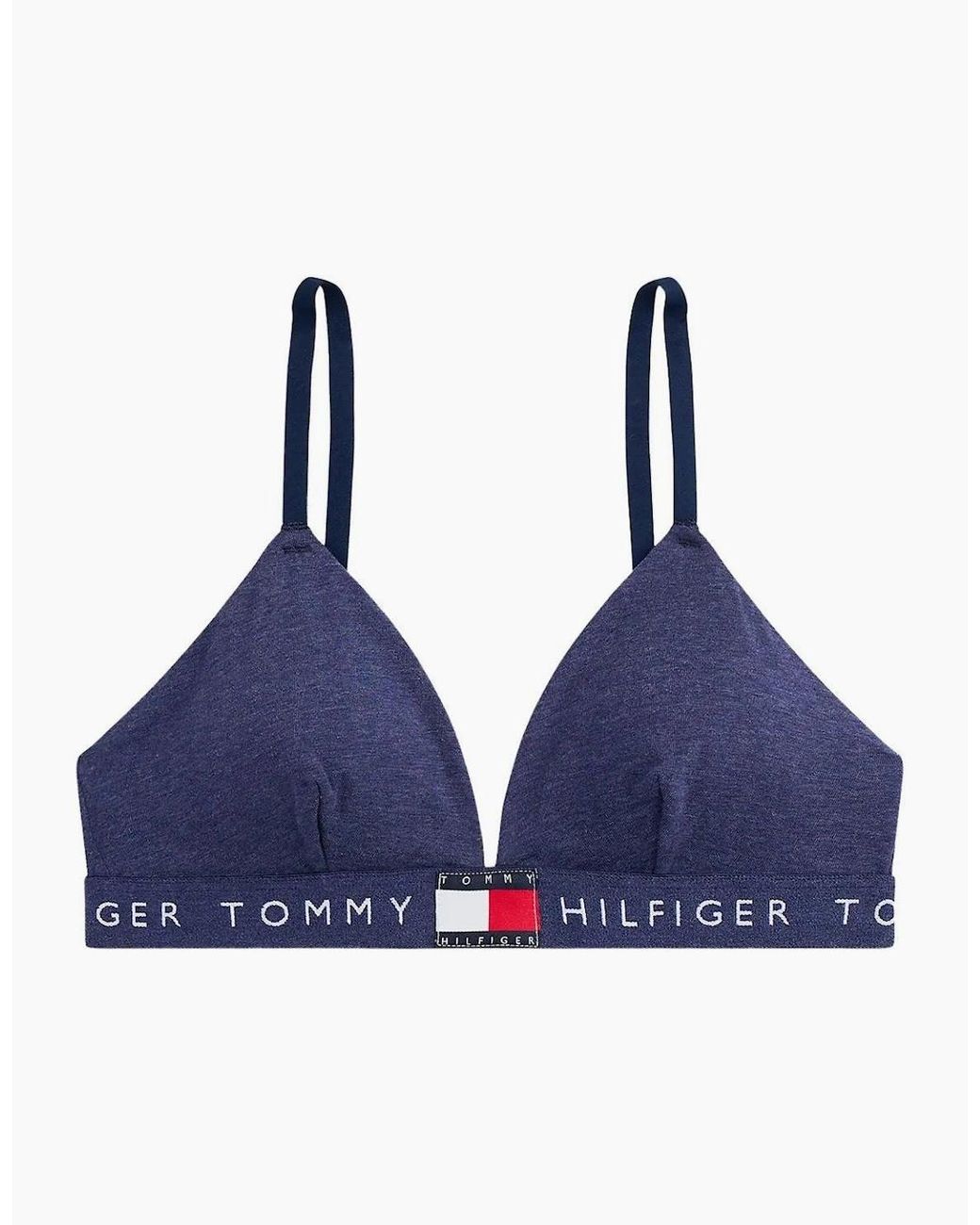 Tommy Hilfiger Blue Heritage Logo Rp Triangle Bra, Heather