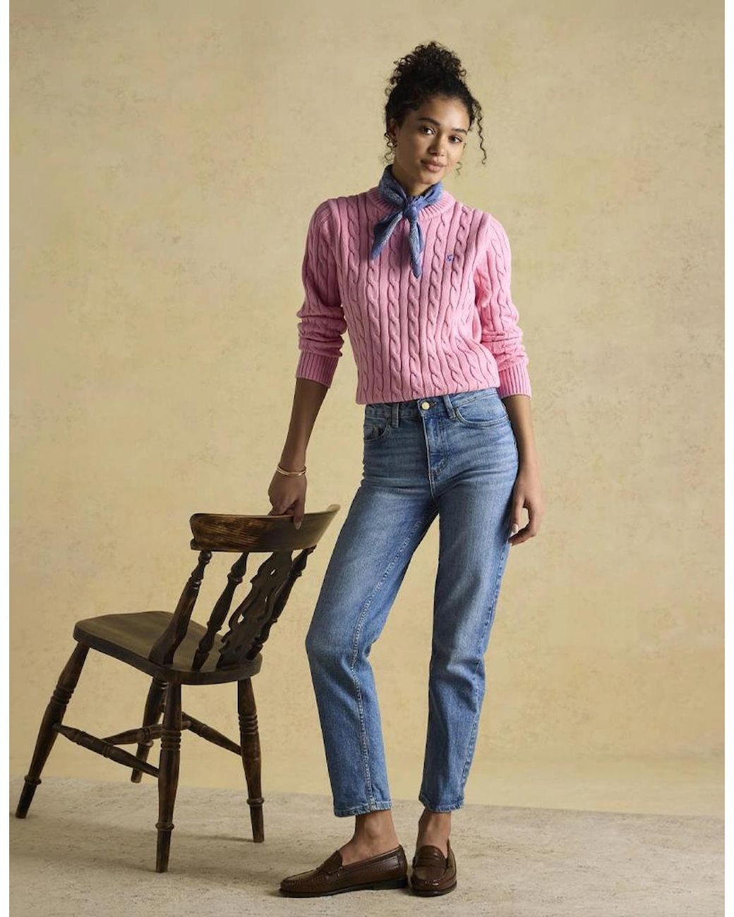 Joules Pink Classic Cable Sweaters