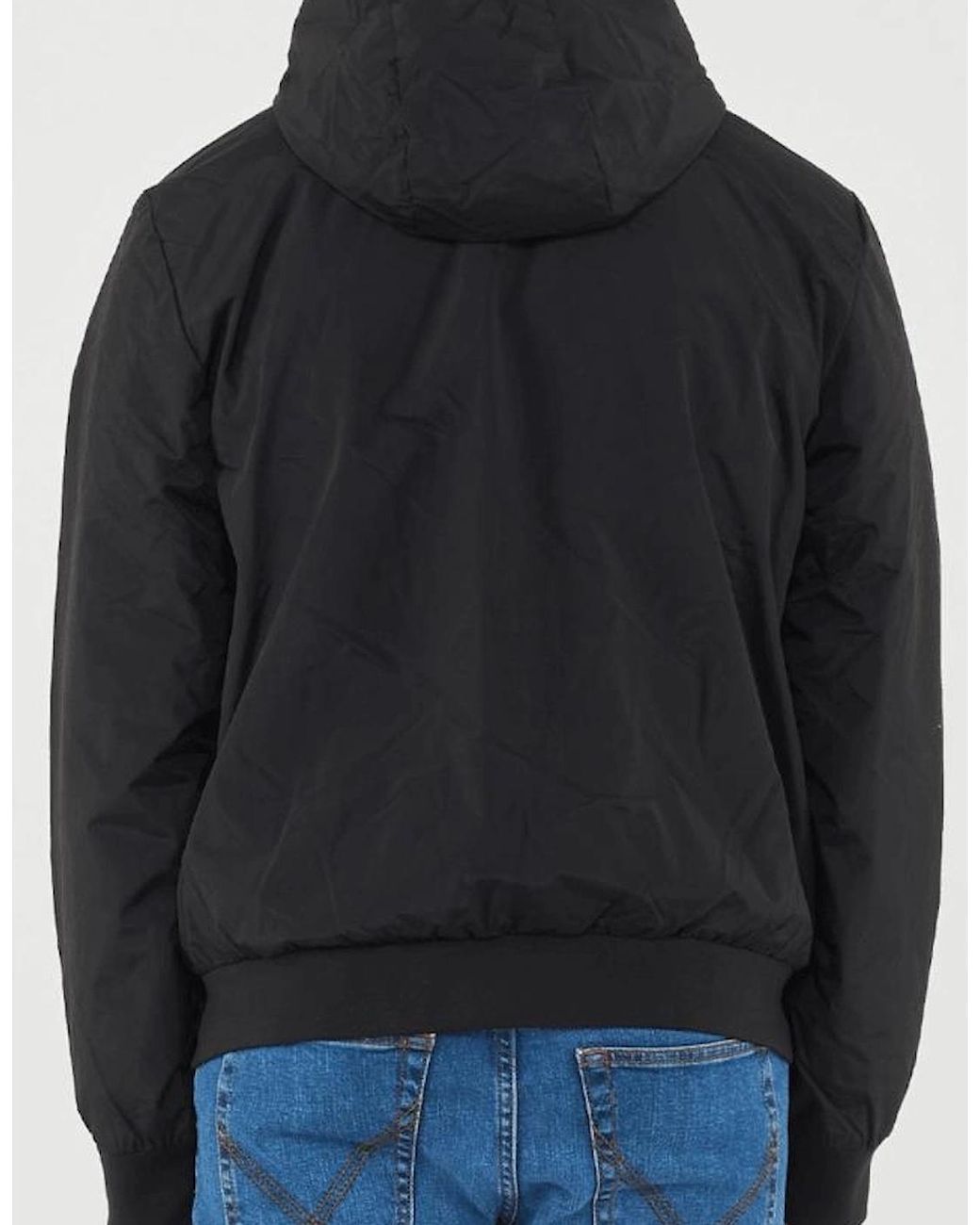 EA7 Blue Technical Fabric Hooded Bomber Jacket for men