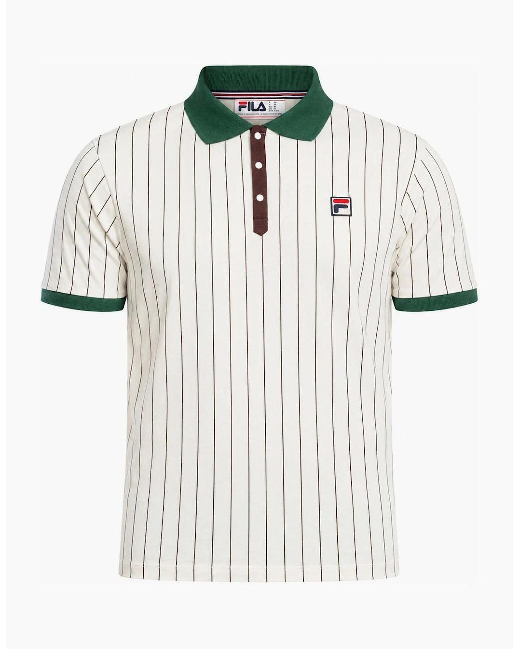 Fila White Bb1 Classic Striped Polo Shirt Gardenia/Pine Needle/Fudge for men