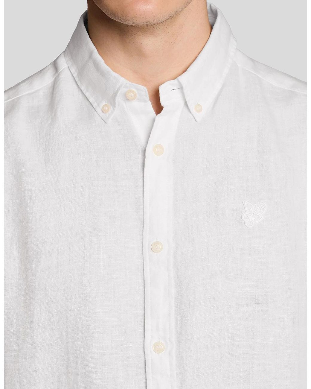 Lyle & Scott White Short Sleeve Linen Shirt for men