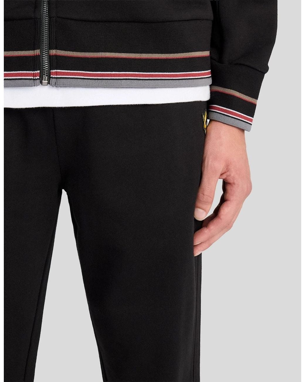 Lyle & Scott Black Cotton Tipped Track Pants for men