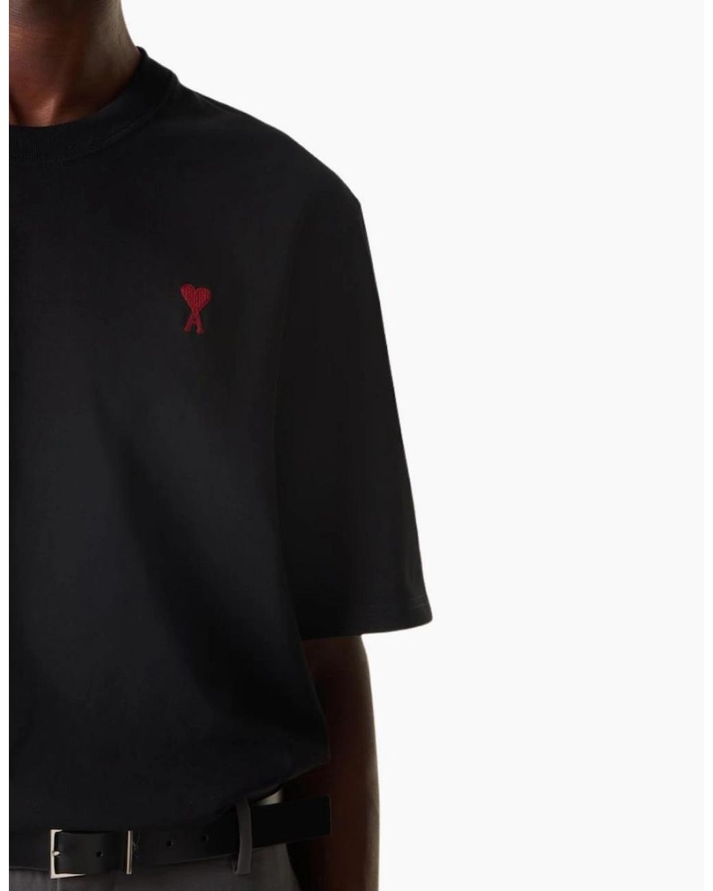 AMI Black Heart Logo Le Coeur T-Shirt for men