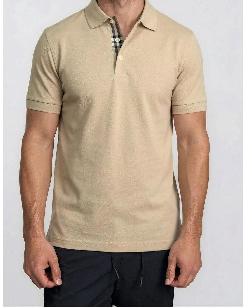 Burberry Natural 'Hartford' Check Placket Polo for men