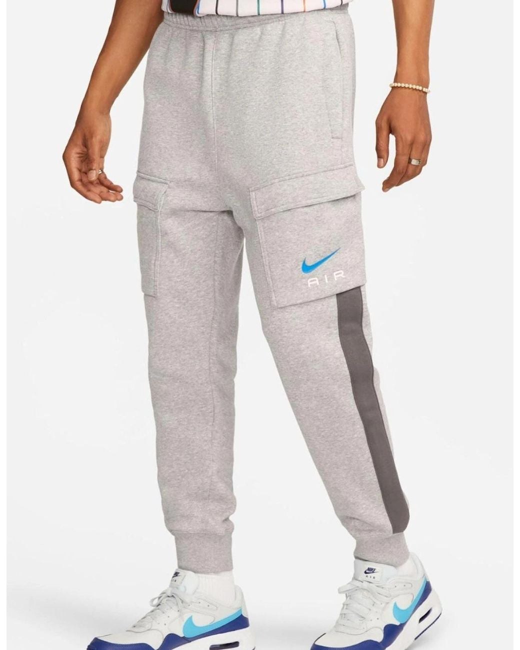 Nike Gray Sportswear Air Fleece Bb Crewneck Full Tracksuit Set