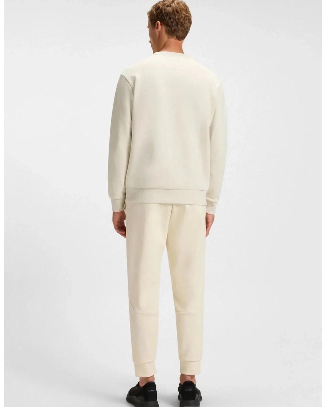 Boss White Boss Salbo Tonal Logo Sweatshirt Open
