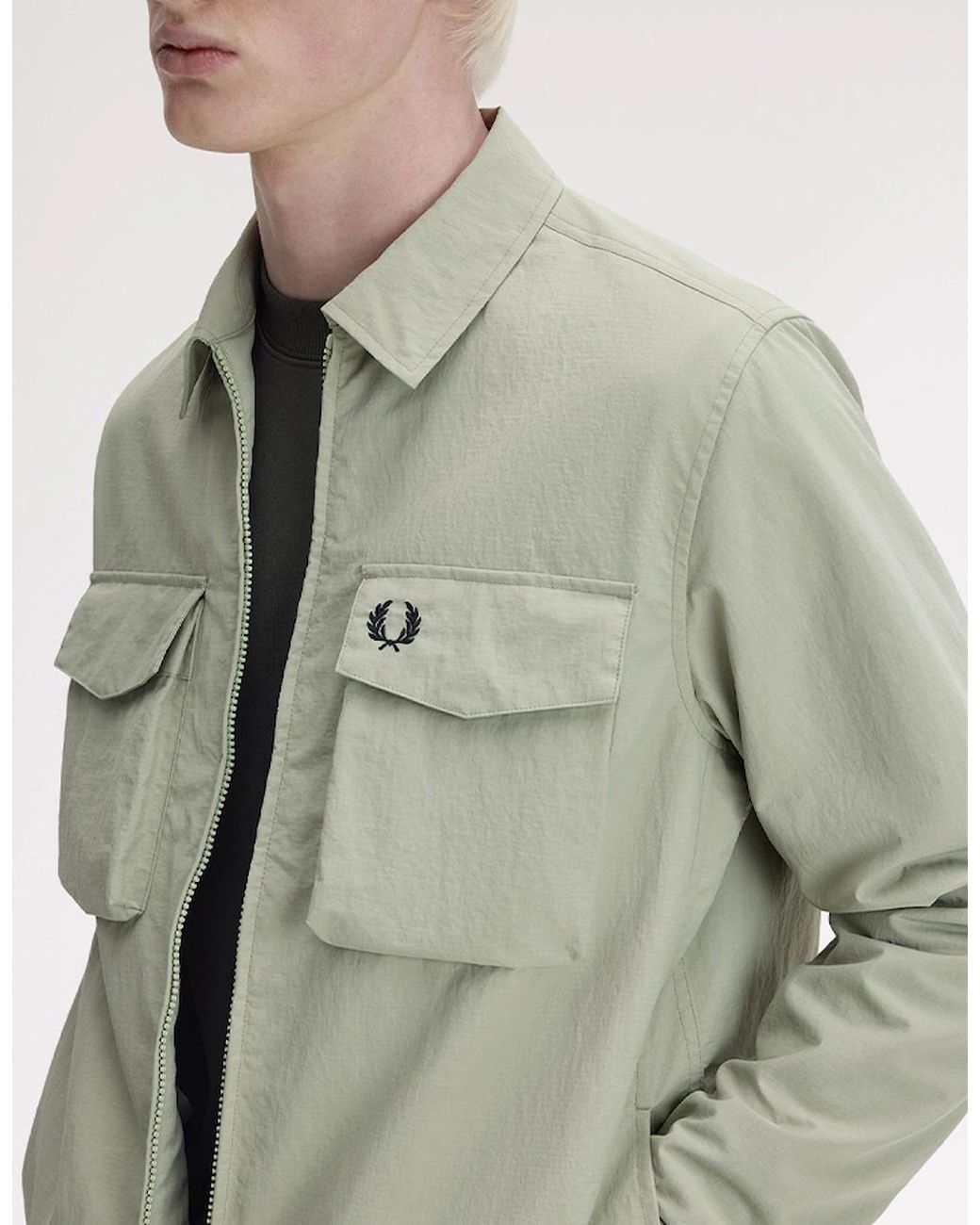 Fred Perry Green Ripstop Pocket Overshirt for men