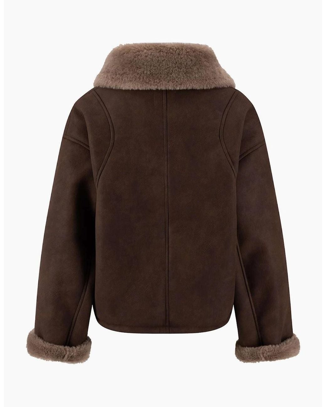 Fynch-Hatton Brown Faux Leather Aviator Jacket