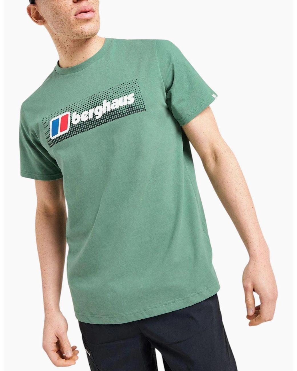 Berghaus Green T Shirt Dot Maintain Logo Crew Neck Short Sleeve Cotton Summer Tee for men