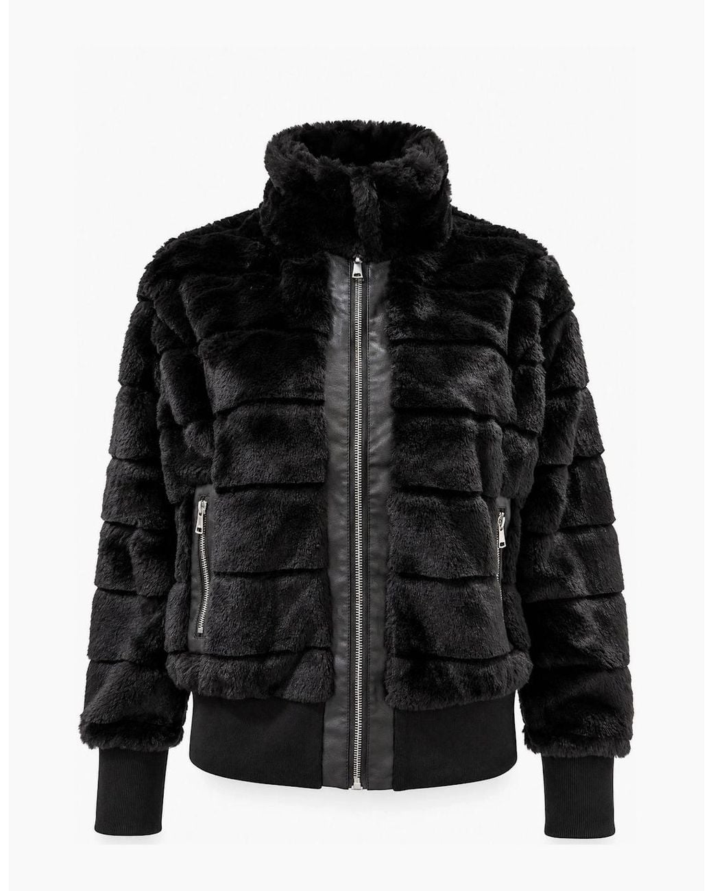 James Lakeland Black Panelled Faux Fur Jacket