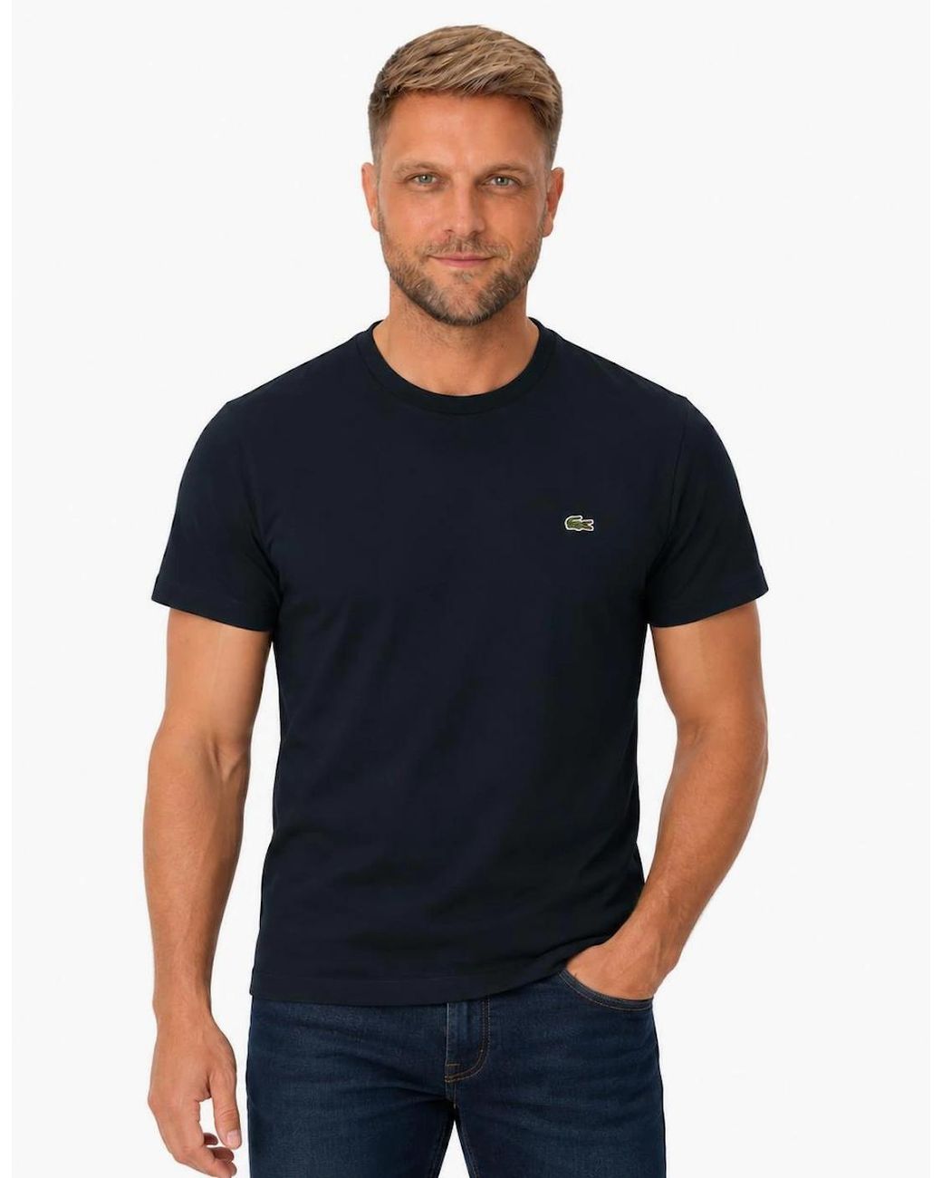 Lacoste Black Cotton Pima Crew Neck T-Shirt Dark for men