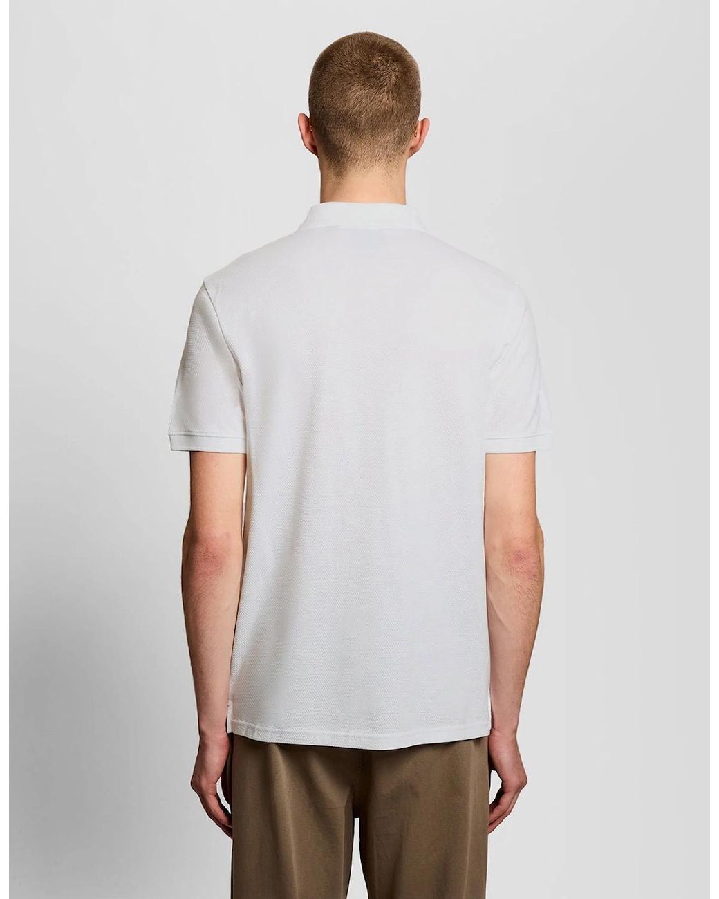 Lyle & Scott White Textured Jacquard Polo Shirt for men