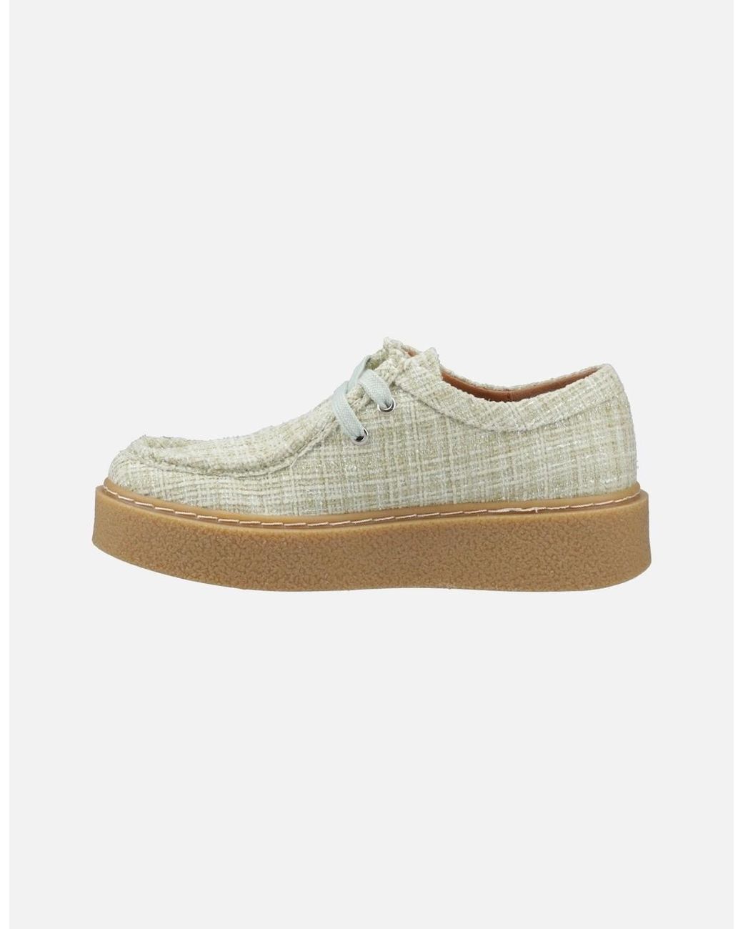 Hush Puppies White Bridie Textile Mocc Toe Shoes