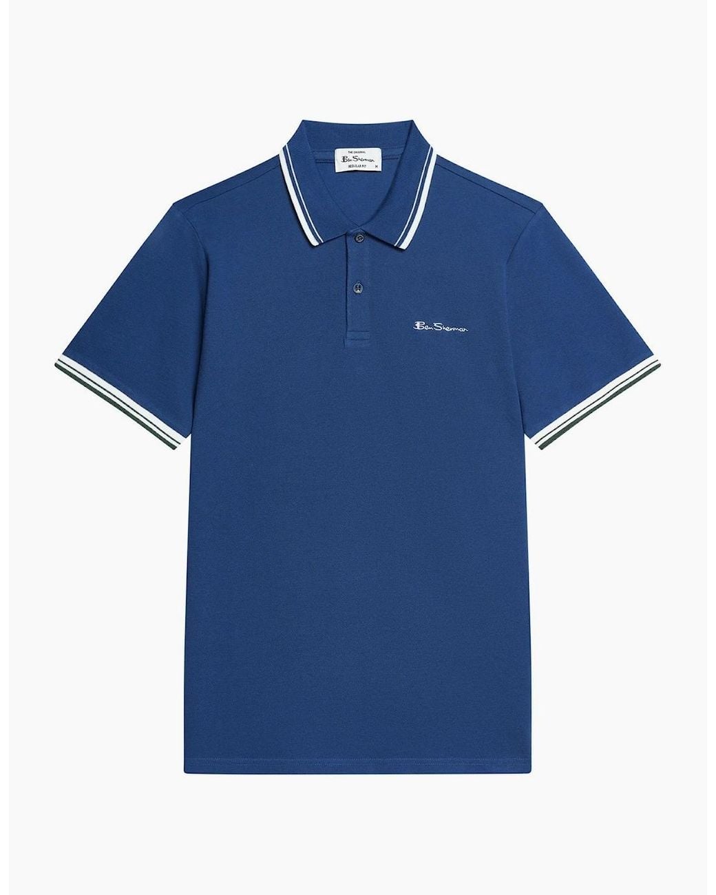 Ben Sherman Blue Signature Pique Short Sleeve Polo Shirt for men