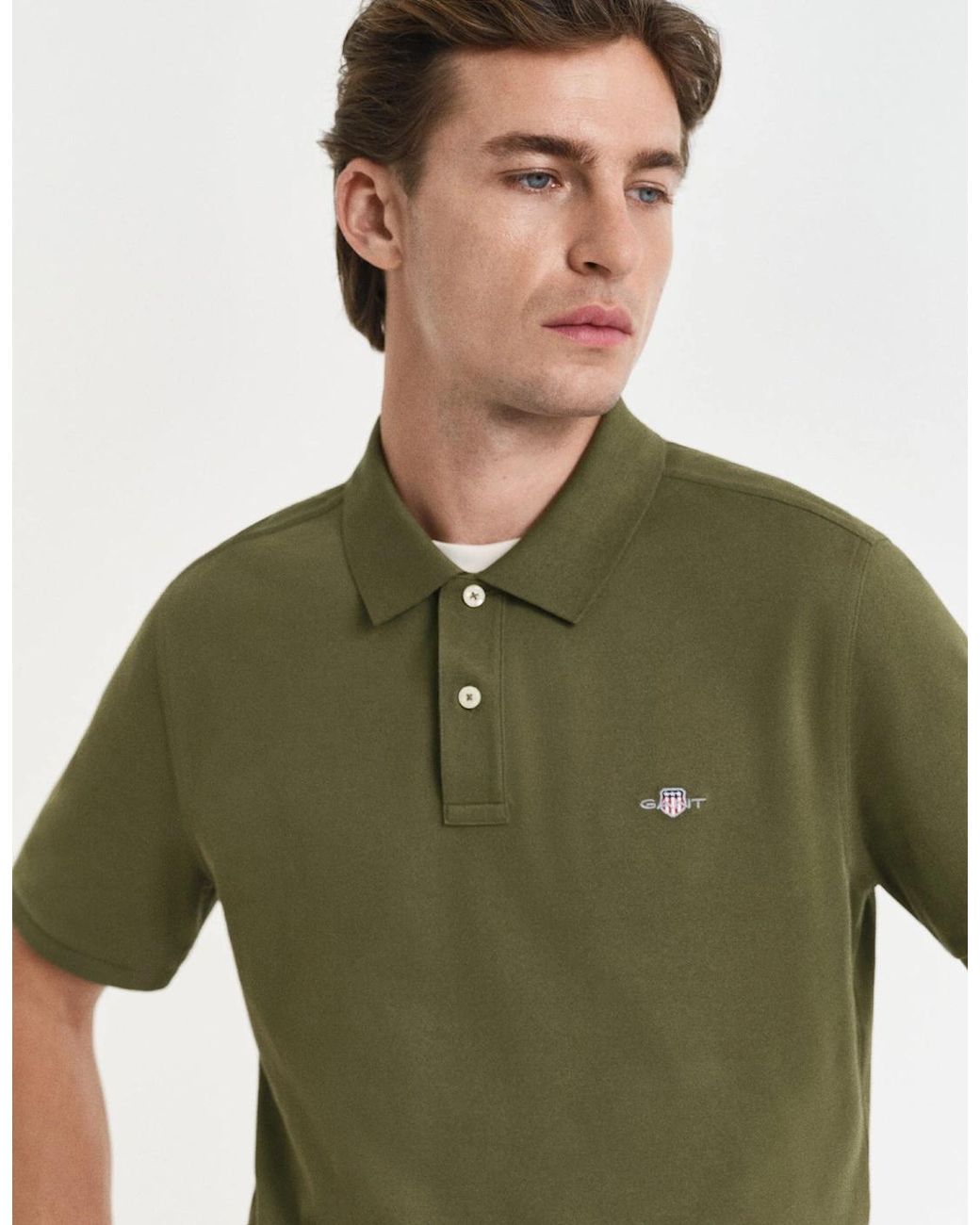 Gant Green Regular Fit Short Sleeve Shield Logo Pique Polo for men