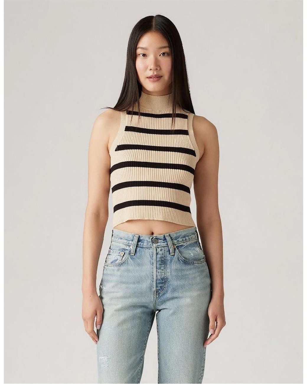 Levi's Natural Levi's Tulip Mock Neck Sleeveless Box Tank