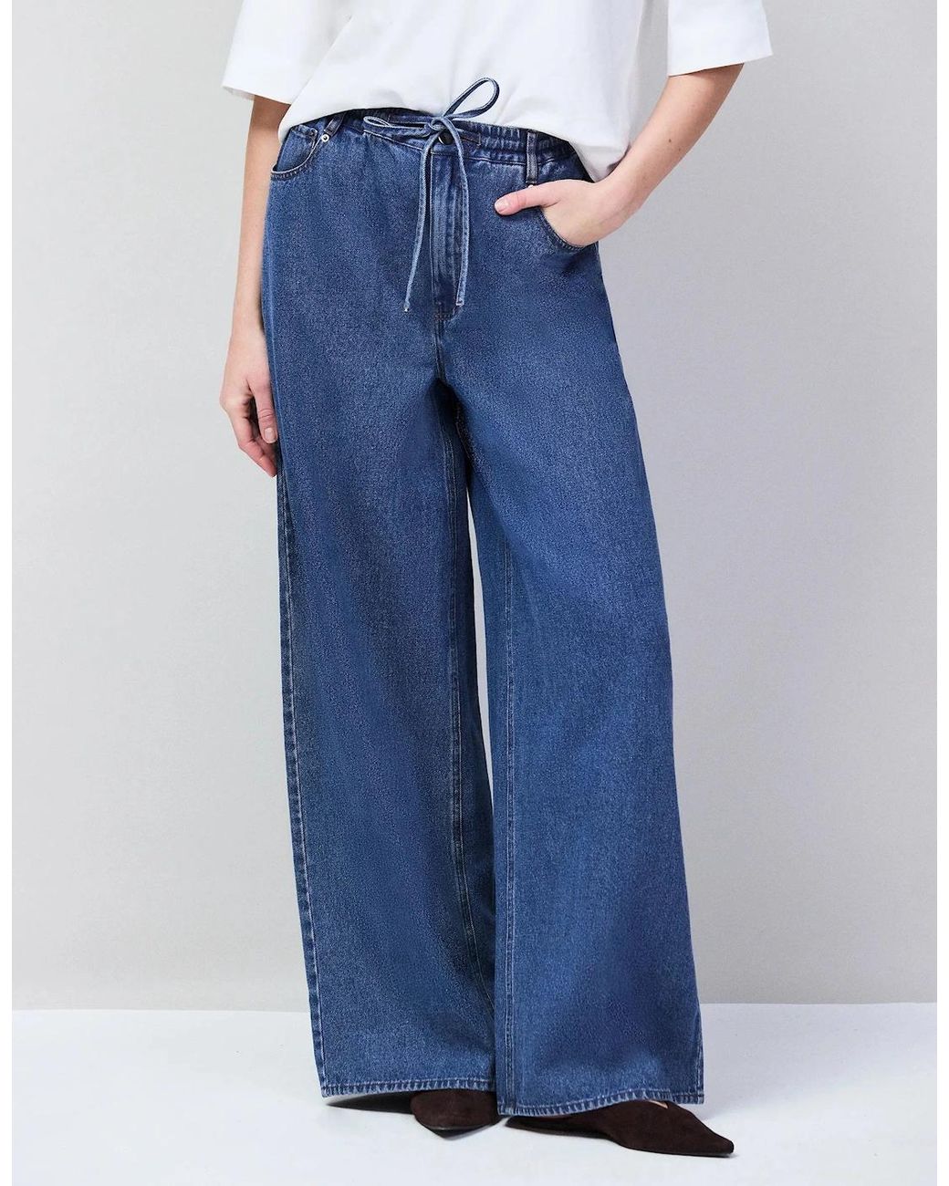 Ro&zo Blue Denim Drawstring Wide Leg Jeans