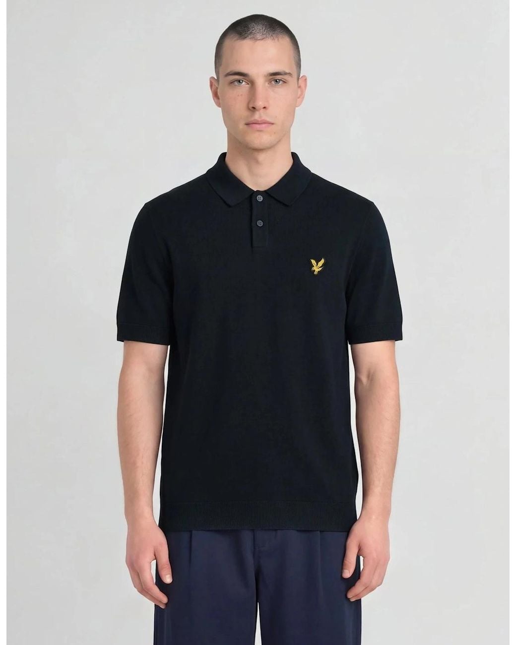 Lyle & Scott Black Lyle & Scott Archive Knitted Polo for men