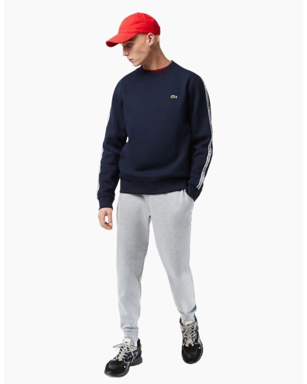 Lacoste Blue Branded Tape Crewneck Jumper for men