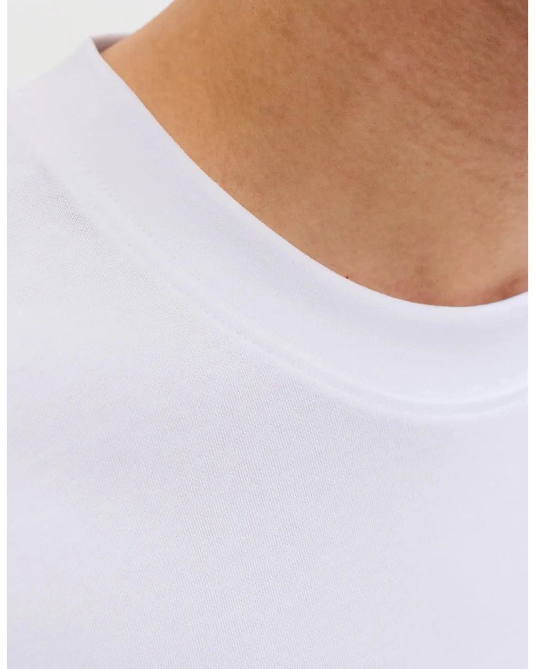 Jack & Jones White Jjebarron T-Shirt Short Sleeve Crew Neck for men