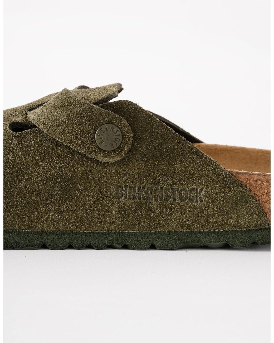 Birkenstock Boston Green Suede Leather Clogs