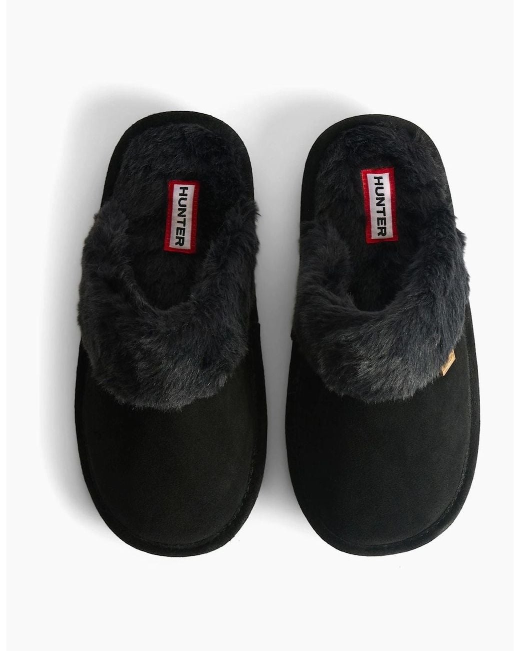 Hunter Black Mule Suede Slippers