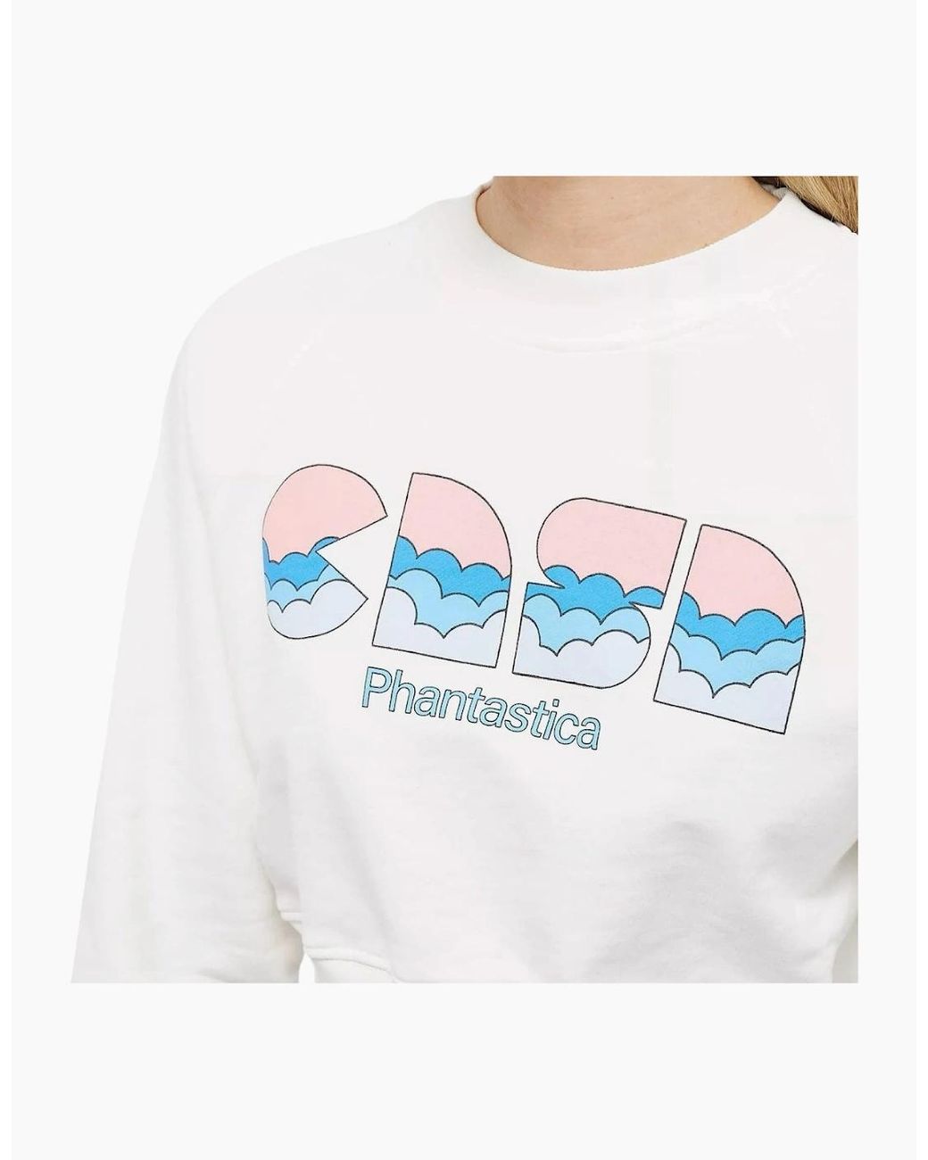 Casablanca White Casa Clouds Screen Printed Cropped Sweatshirt