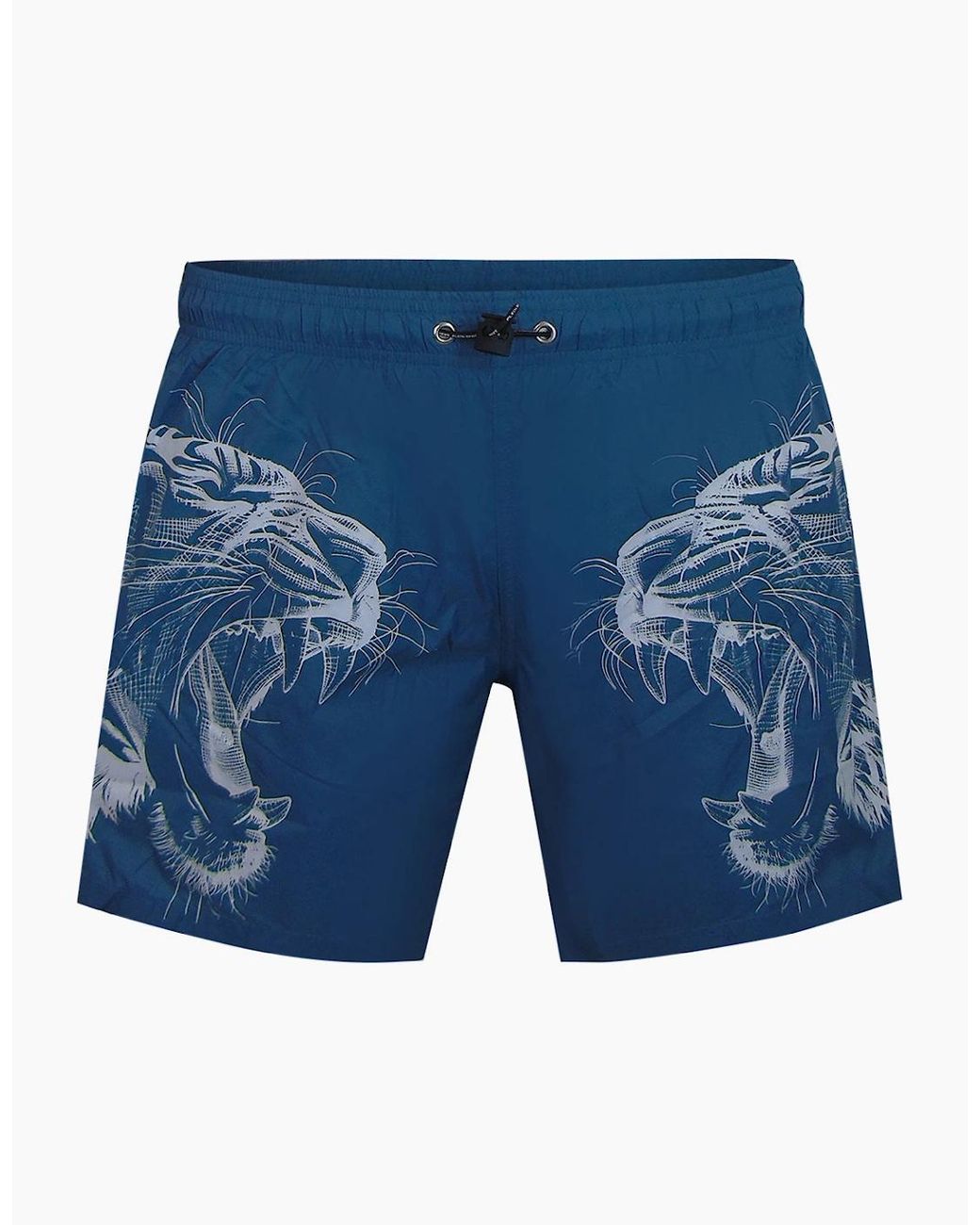 Philipp Plein Blue Plein Sport Double Tiger Logo Light Swim Shorts for men