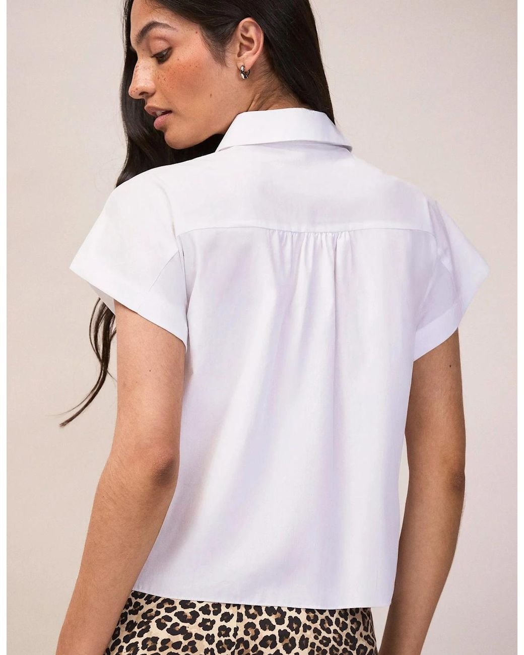 Ro&zo White Cotton Poplin Gathered Shoulder Shirt