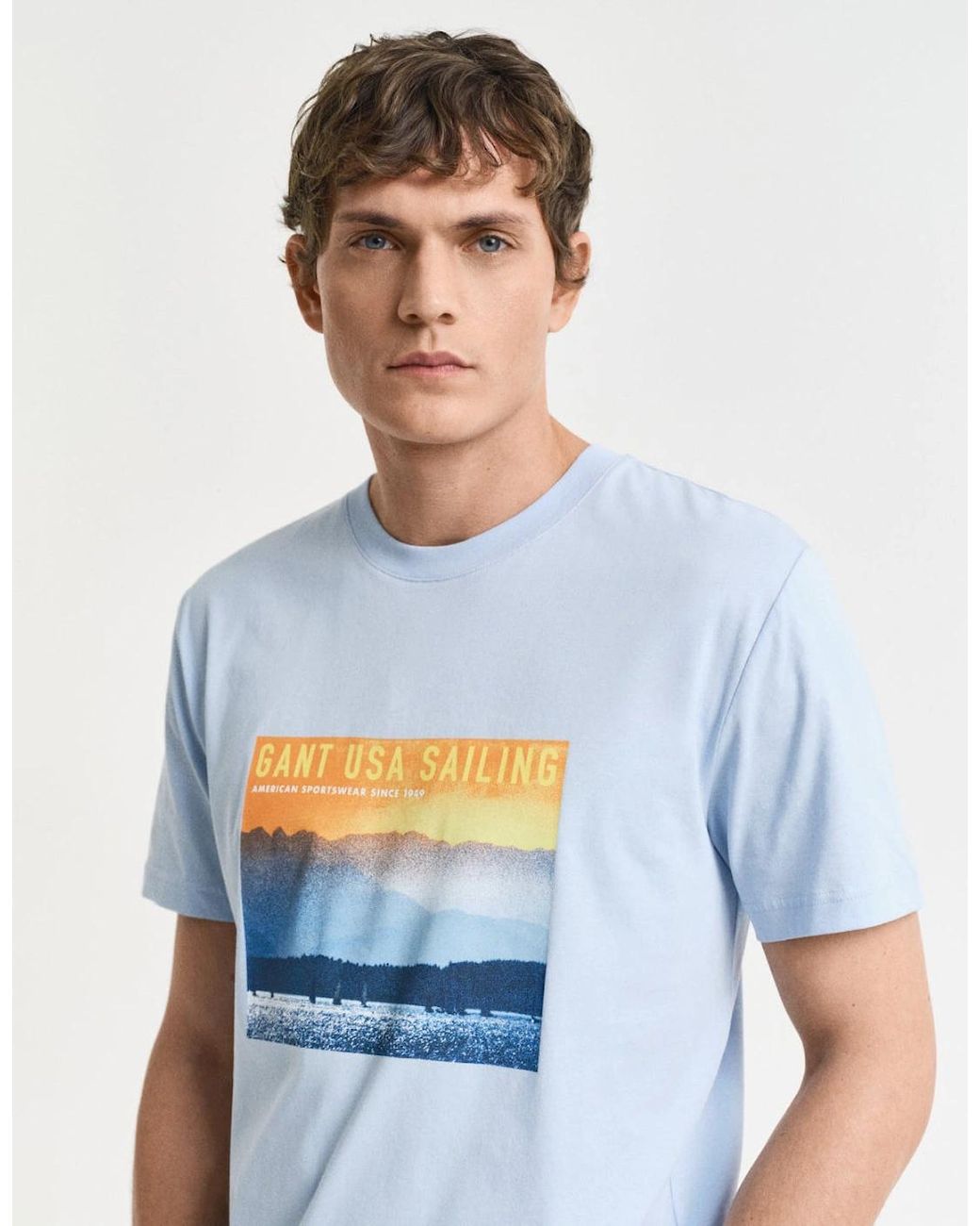 Gant Blue Placed Graphic T-Shirt, Fresh for men