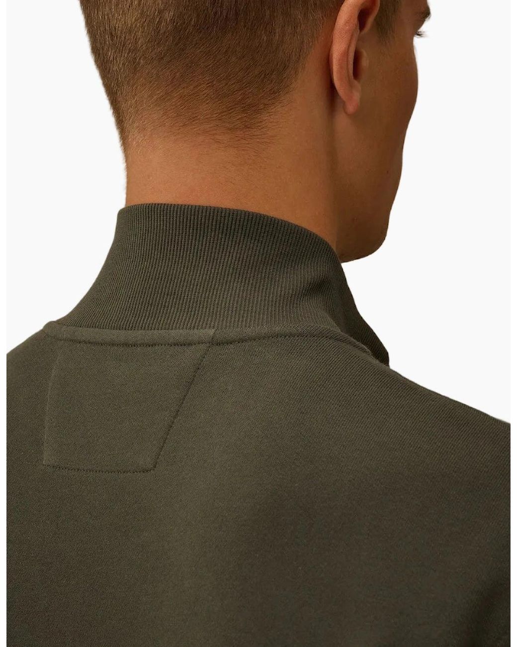 C P Company Green Diagonal Fleece Zip Logo Sweatshirt for men