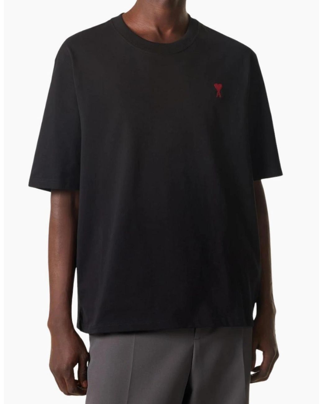 AMI Black Heart Logo Le Coeur T-Shirt for men