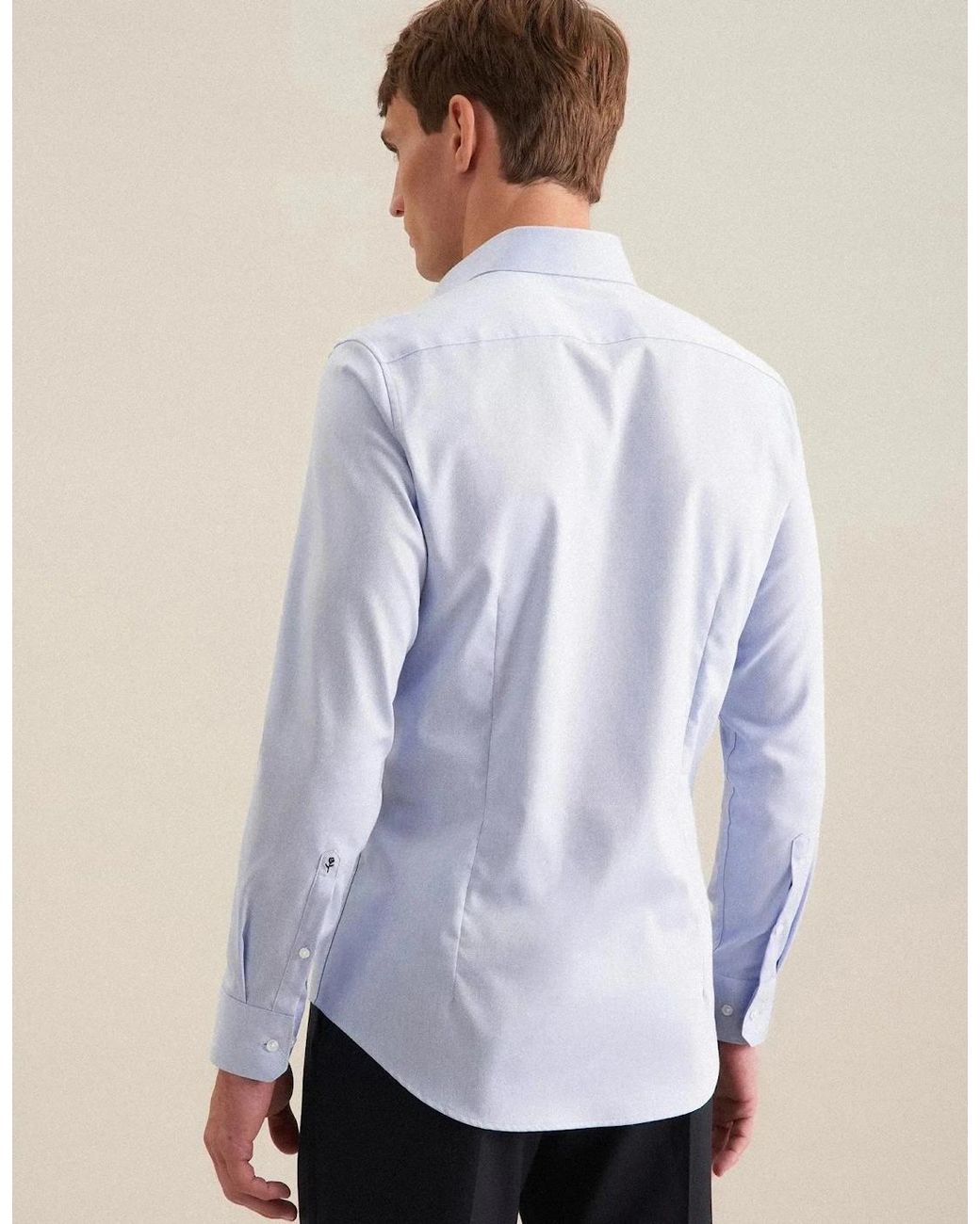 Seidensticker Blue Regular Fit No Iron New Kent Combi Cuff Business Shirt Light for men