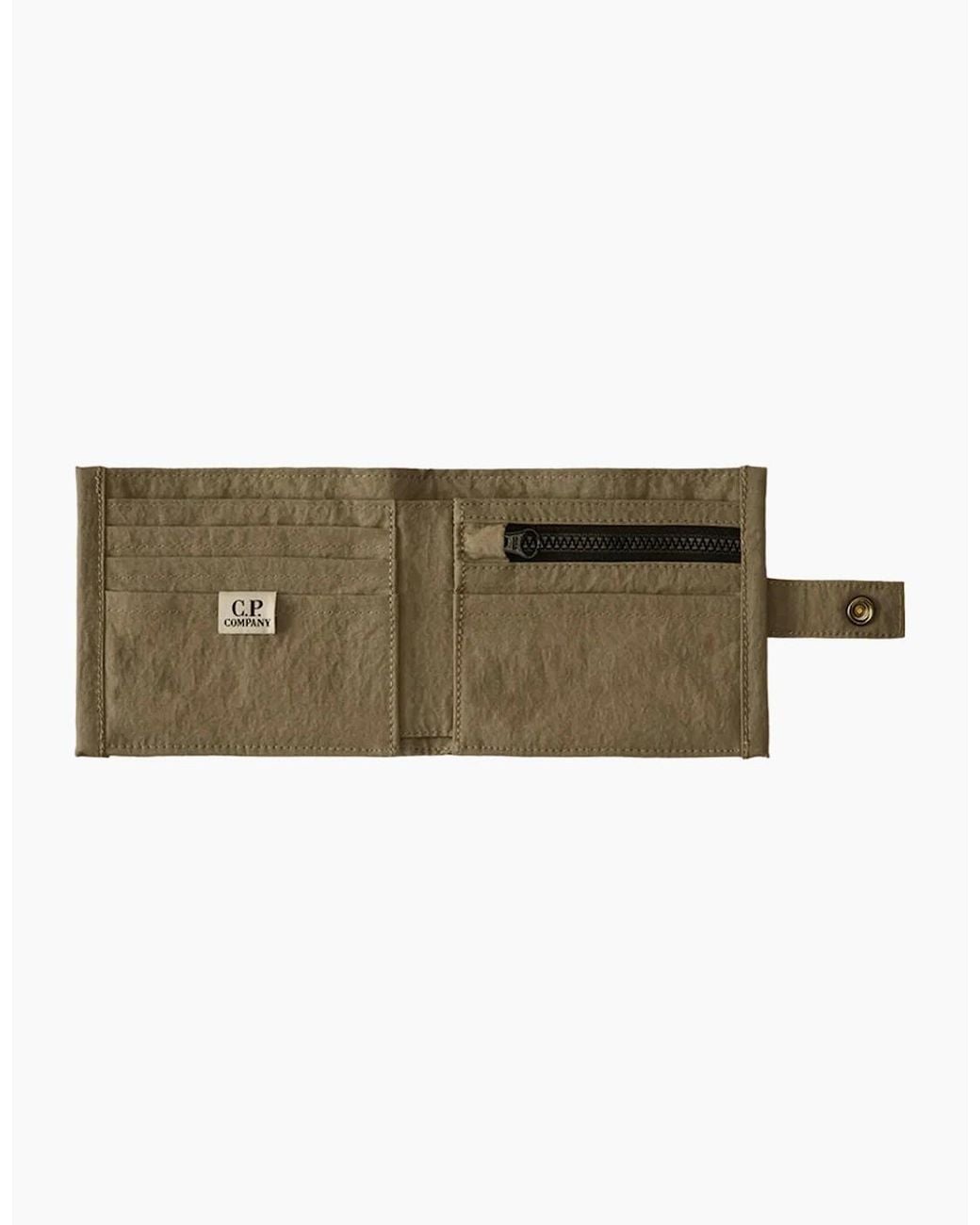 C P Company Green Herringbone Logo Wallet for men