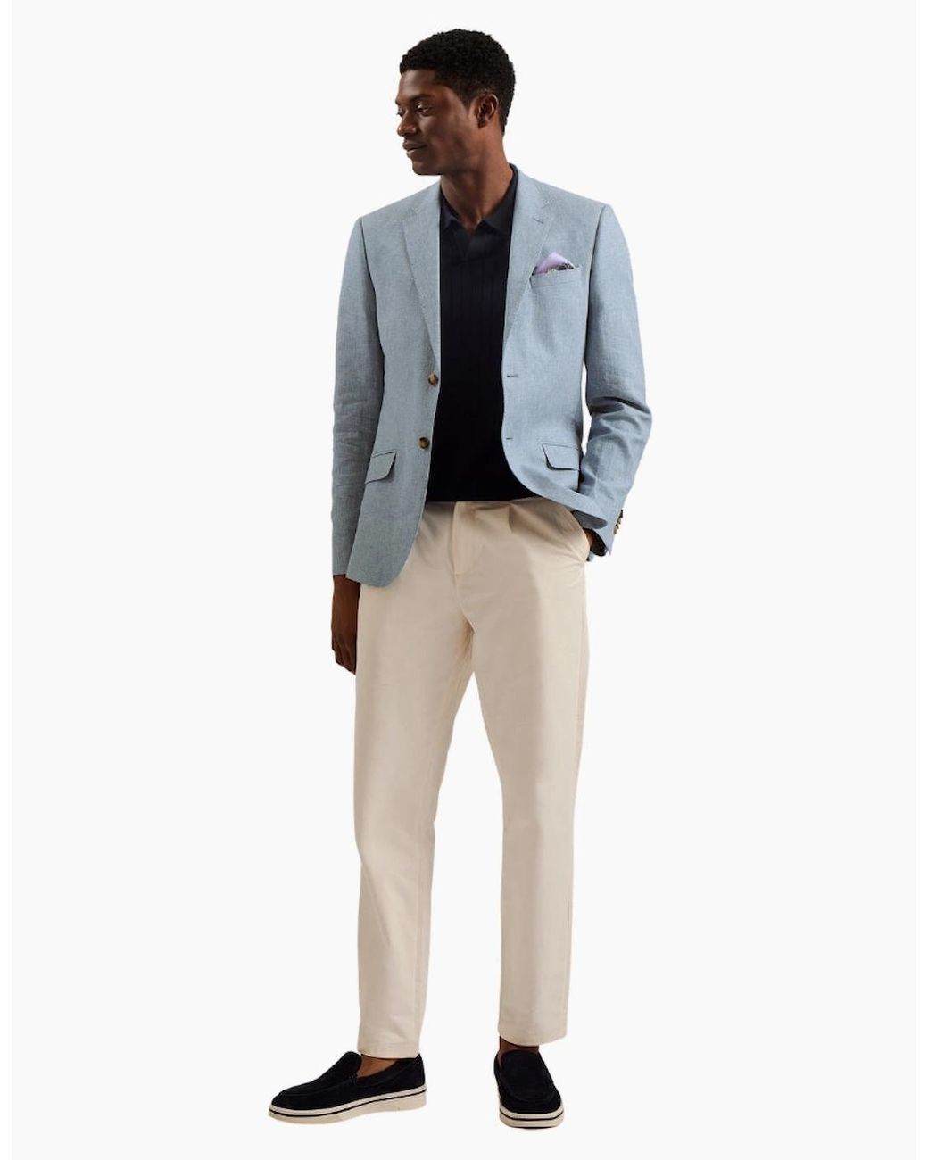 Ted Baker Blue Damaskj Slim Cotton Linen Blazer Jacket for men