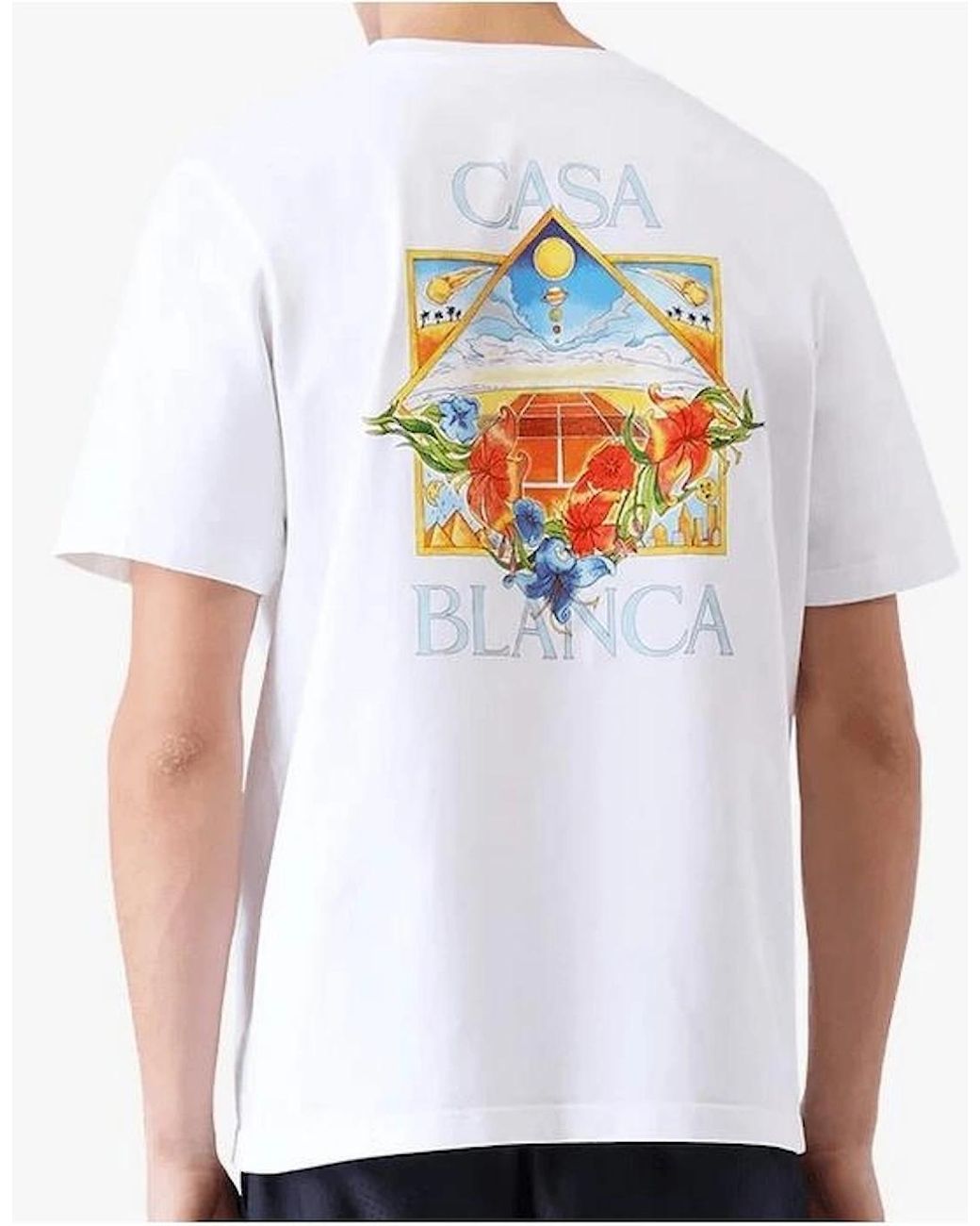 Casablanca White Flower Court Regular Fit T-Shirt for men