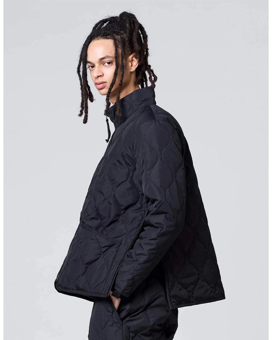 Taion Black Military High Neck Zip Down Jacket