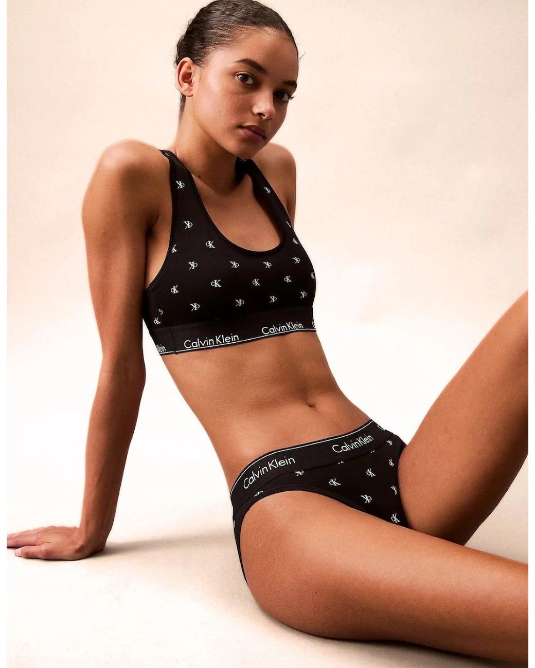 Calvin Klein Black Diamond Logo Print Bikini Brief