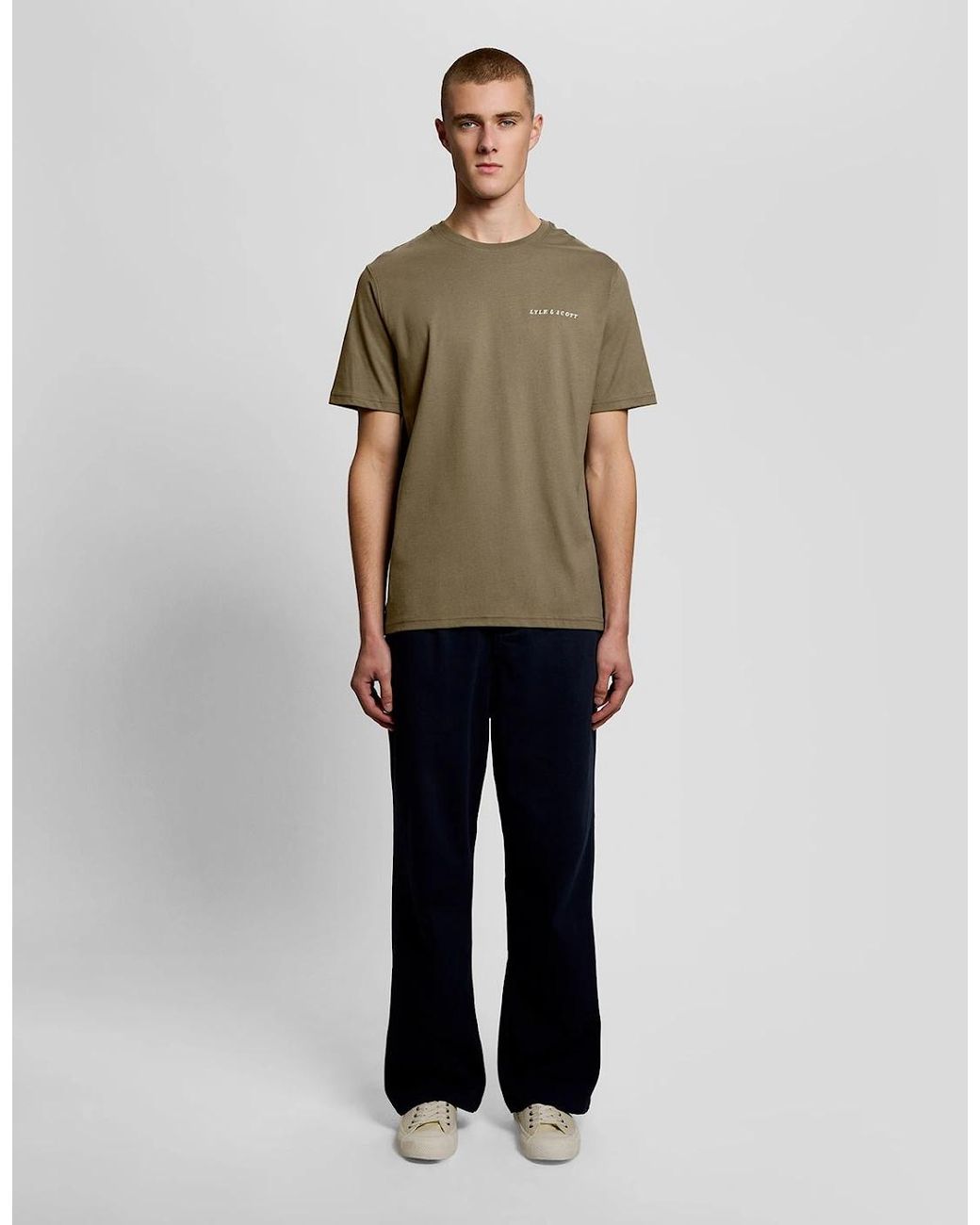 Lyle & Scott Green Script Logo Cotton Crew Neck T-Shirt for men